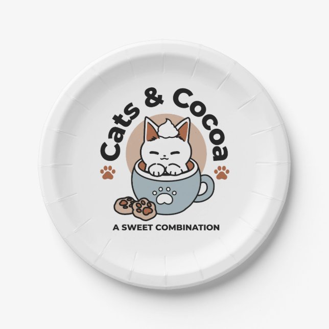 Adorable Cat in Tasse Holiday Design - Katze & Kak Pappteller (Vorderseite)