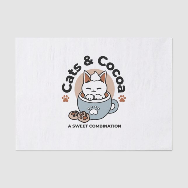 Adorable Cat in Tasse Holiday Design - Katze & Kak Seidenpapier (Vorderseite)