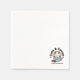Adorable Cat in Tasse Holiday Design - Katze & Kak Serviette