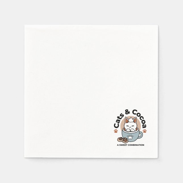 Adorable Cat in Tasse Holiday Design - Katze & Kak Serviette (Vorderseite)