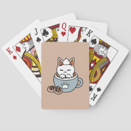 Adorable Cat in Tasse Holiday Design - Katze & Kak Spielkarten