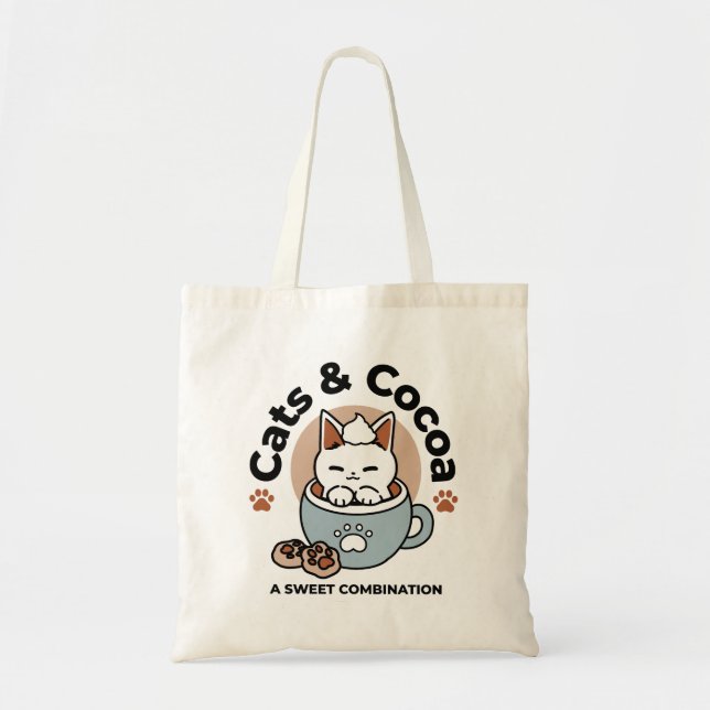 Adorable Cat in Tasse Holiday Design - Katze & Kak Tragetasche (Vorne)