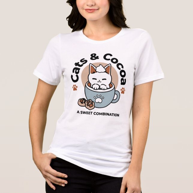 Adorable Cat in Tasse Holiday Design - Katze & Kak Tri-Blend Shirt (Vorderseite)