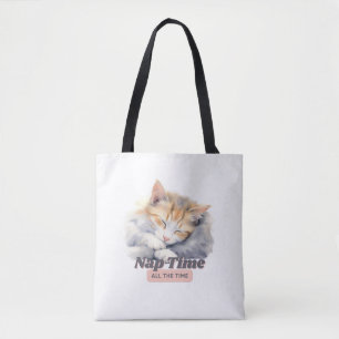 Adorable Cat "Nickerchen Time All Time" Tasche
