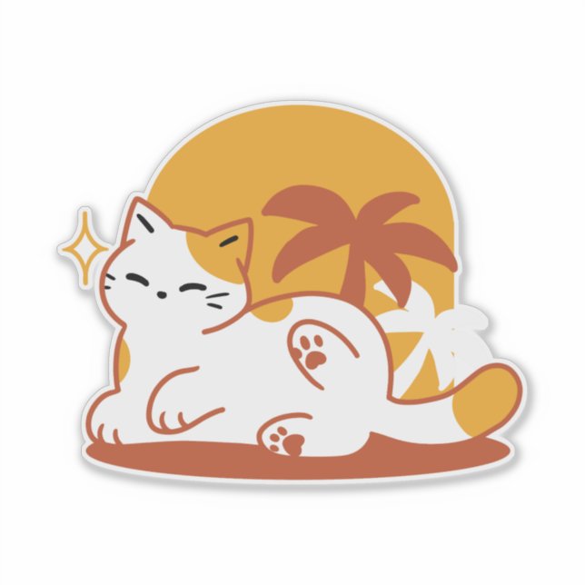 Adorable Cat Relaxen in der Sonne - Sommergäste Aufkleber (Vorderseite)