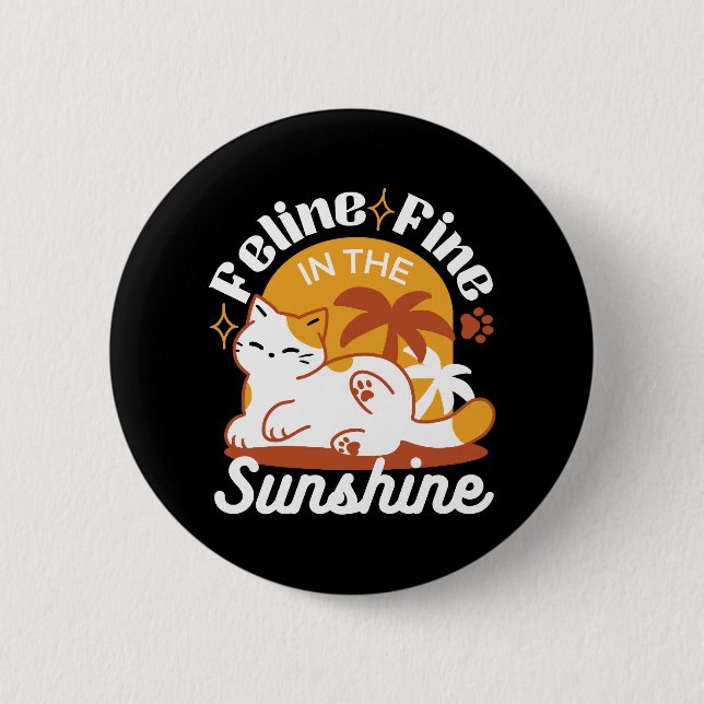 Adorable Cat Relaxen in der Sonne - Sommergäste Button (Vorderseite)