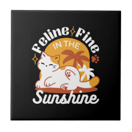 Adorable Cat Relaxen in der Sonne - Sommergäste Fliese