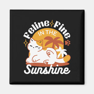 Adorable Cat Relaxen in der Sonne - Sommergäste Magnet