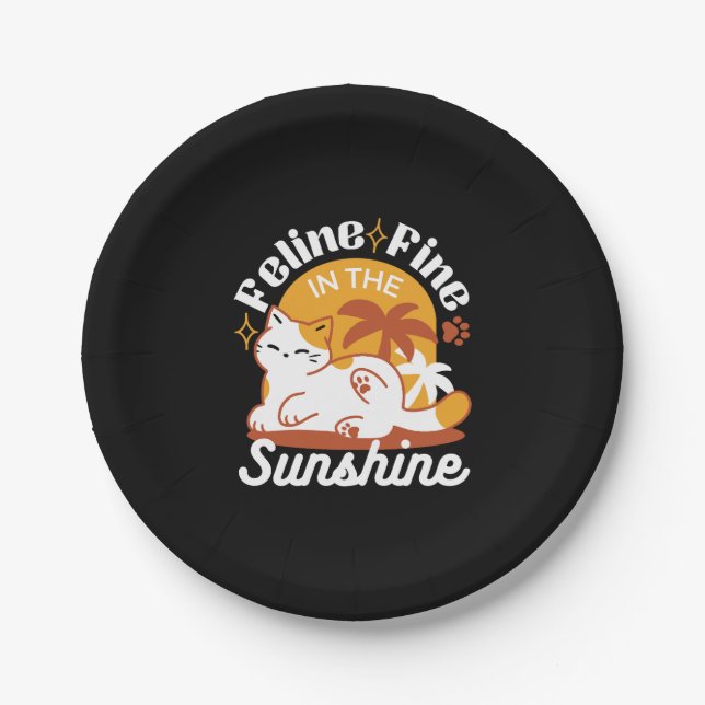 Adorable Cat Relaxen in der Sonne - Sommergäste Pappteller (Vorderseite)