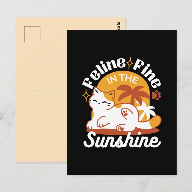Adorable Cat Relaxen in der Sonne - Sommergäste Postkarte (Vorne/Hinten)