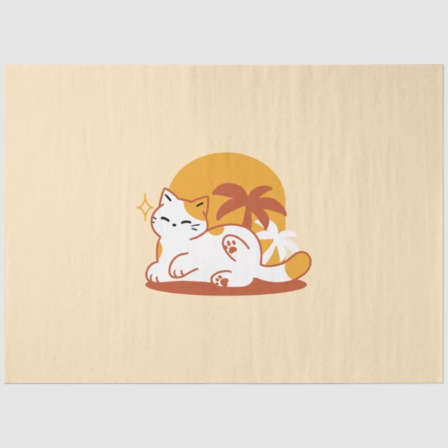 Adorable Cat Relaxen in der Sonne - Sommergäste Seidenpapier (Vorderseite)