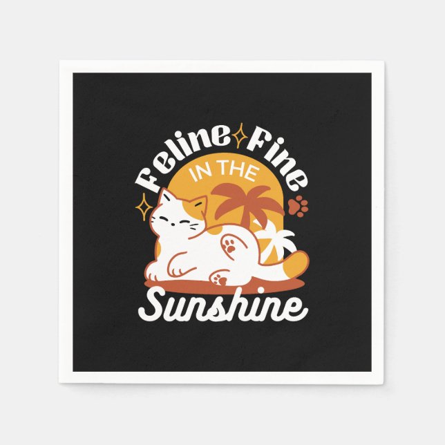 Adorable Cat Relaxen in der Sonne - Sommergäste Serviette (Vorderseite)