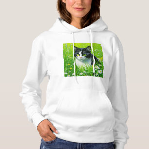 Adorable Cat sitzend in einem Bereich der Daisies Hoodie