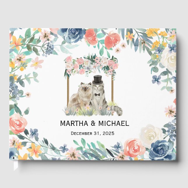 Adorable Cat Themed Wedding Gästebuch (Vorderseite)