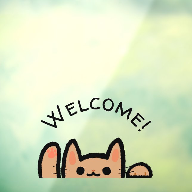 Adorable Cat Waving Willkommen Fensteraufkleber (Blatt 3)