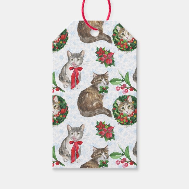 Adorable Cat Wreath Geschenkanhänger (Vorderseite)