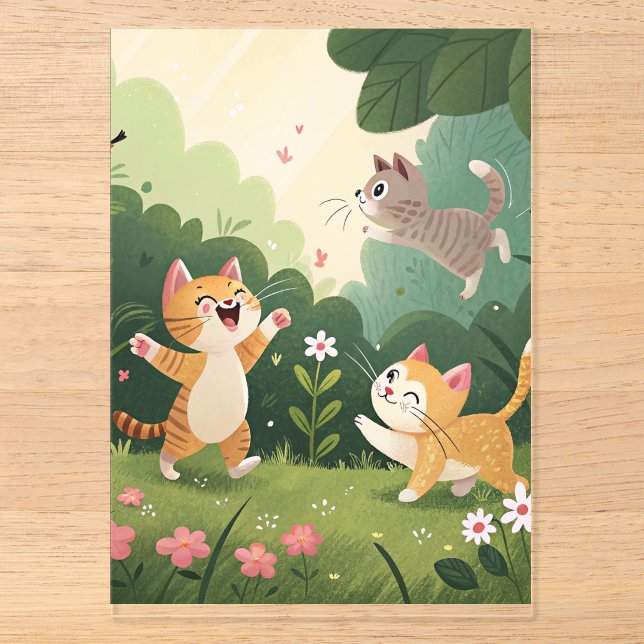Adorable Cats at Play - Pure Garden Joy Acryleinladungen (Vorderseite)