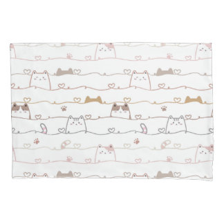 Adorable Cats Peeking Over Hearts  Kissenbezug