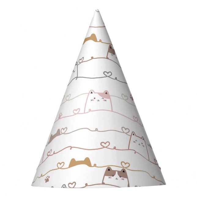 Adorable Cats Peeking Over Hearts  Partyhütchen (Vorderseite)