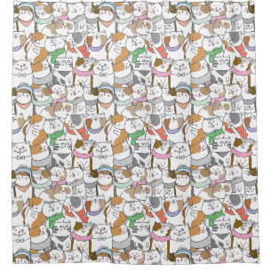 Adorable Chat Motif rideau de douche