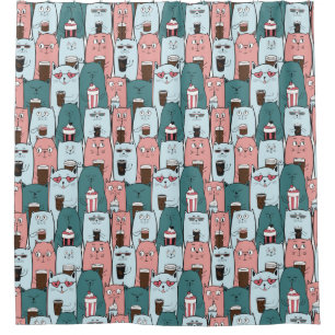Adorable Chat Motif rideau de douche