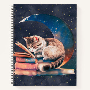 Adorable Chat sur la Lune Lecture d'un livre Sketc