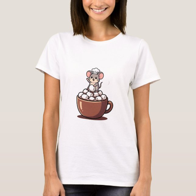 Adorable Chef Mouse Waving from a Marshmallow T-Shirt (Vorderseite)