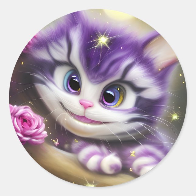 Adorable Cheshire Kitten Runder Aufkleber (Vorderseite)