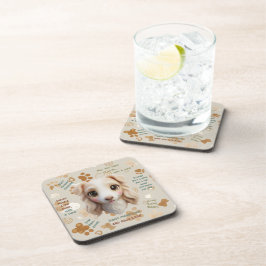 Adorable Chibi Borzoi Puppy Face Coaster Getränkeuntersetzer