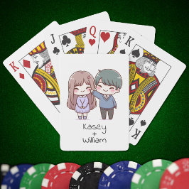 Adorable Chibi-Style Couple Personalisiert Spielkarten
