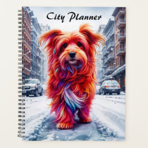 Adorable chien de rue dans la ville gelée d'hiver