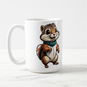 Adorable Chipmunk-Cartoon-Aufkleber mit Aquamarine Kaffeetasse