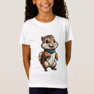 Adorable Chipmunk-Cartoon-Aufkleber mit Aquamarine T-Shirt