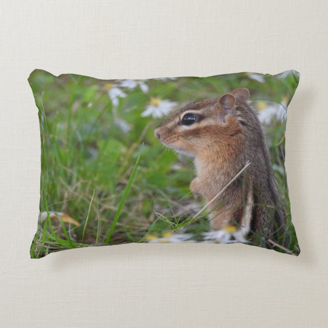 Adorable Chipmunk in Blume Dekokissen (Vorderseite)
