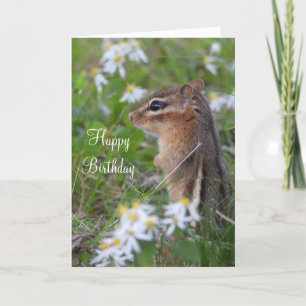 Adorable Chipmunk in Blume zum Geburtstag Feiertagskarte