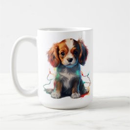 ADORABLE CHRISTMAS CAVALIER KING CHARLES PUPPY HUN KAFFEETASSE
