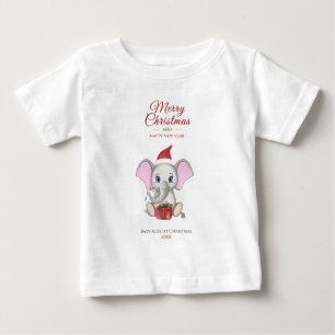 Adorable Christmas Elephant   Personalisiert Baby  T-shirt
