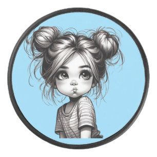 Adorable Christmas Girl mit Pout - Niedliches Gesc Eishockey Puck