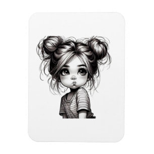 Adorable Christmas Girl mit Pout - Niedliches Gesc Magnet