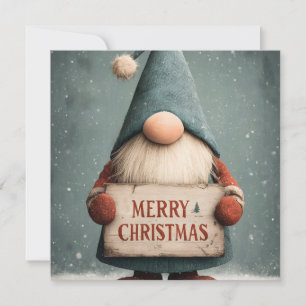 Adorable Christmas Gnome halten "Frohe Weihnachten
