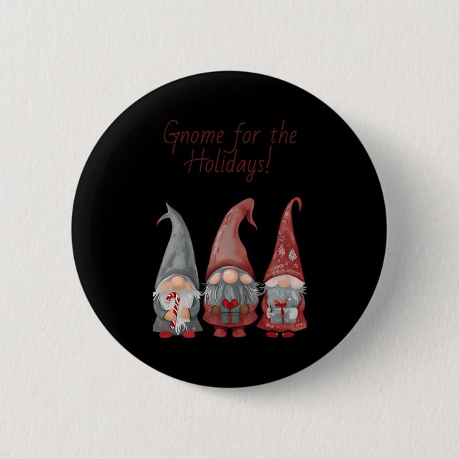 Adorable Christmas Gnomes With Holiday Cheer T Shi Button (Vorderseite)
