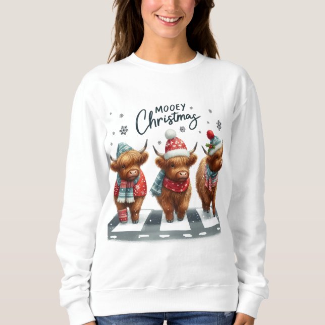 ADORABLE CHRISTMAS HOLIDAY HIGHLAND COWS SWEATSHIRT (Vorderseite)