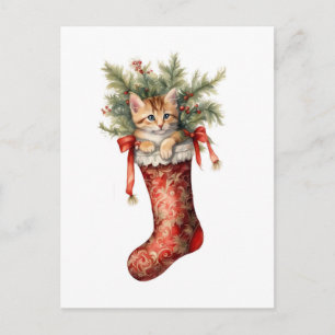 Adorable Christmas Kitten Postkarte