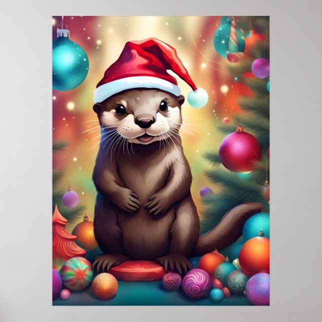Adorable Christmas Otter Poster (Vorne)