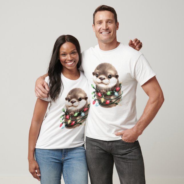 Adorable Christmas Otter T-Shirt (Unisex)