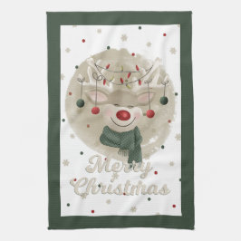 Adorable Christmas Rentier Teetuch - Grün Geschirrtuch