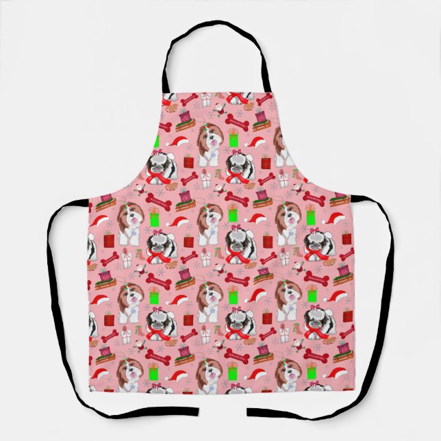 Adorable Christmas Shih Tzu Pattern Schürze (Vorderseite)