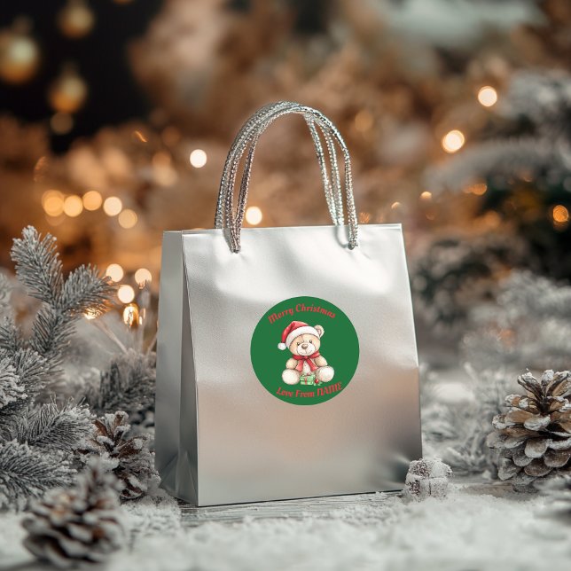 Adorable Christmas Teddy Bär Runder Aufkleber (Von Creator hochgeladen)