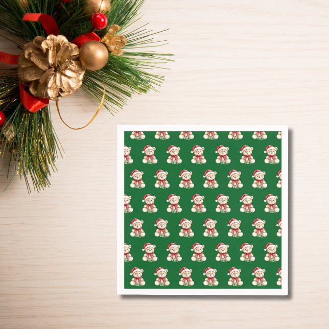 Adorable Christmas Teddy Bär Serviette (Von Creator hochgeladen)