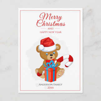 Adorable Christmas Teddy | Personalisierte Weihnac Postkarte